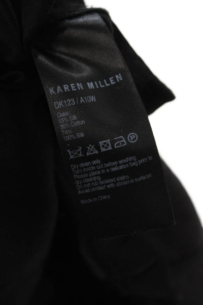 Karen Millen Women Shirt Dress Black Collared Short Sleeve Army Buckle Size 8