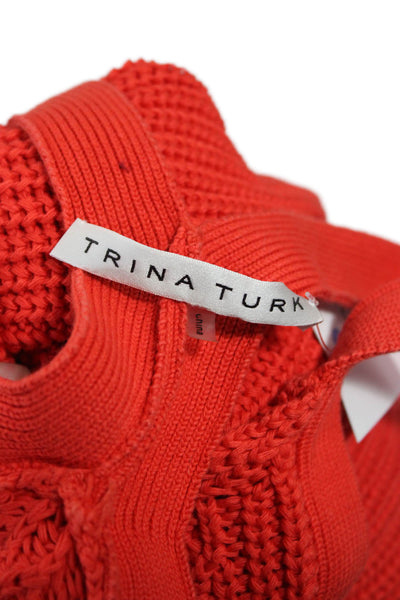 Trina Turk Women Camisole Orange Pima Cotton Round Neck Size M