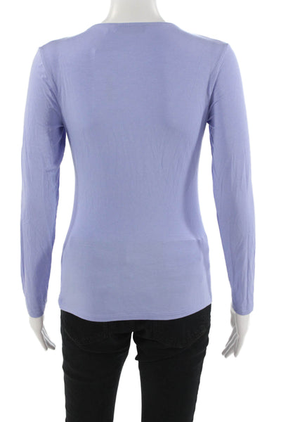 Jonathan Simkhai Women Basic V-Neck Long Sleeve Purple Top Buckle Size M