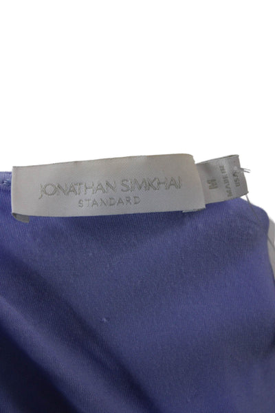 Jonathan Simkhai Women Basic V-Neck Long Sleeve Purple Top Buckle Size M