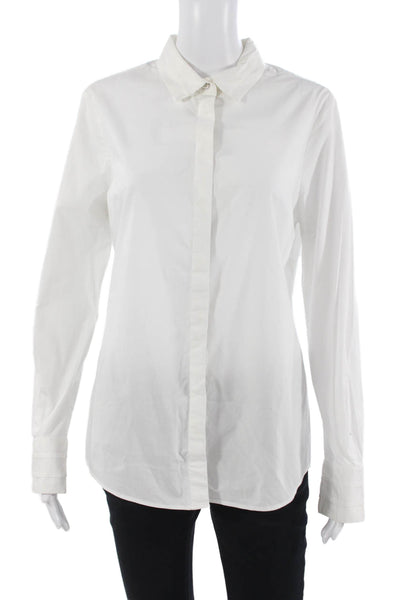 Karen Millen Women Basic White Collared Button Up Blouse Long Sleeve Size 8