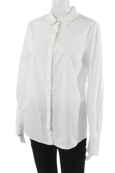 Karen Millen Women Basic White Collared Button Up Blouse Long Sleeve Size 8