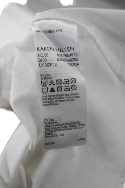 Karen Millen Women Basic White Collared Button Up Blouse Long Sleeve Size 8