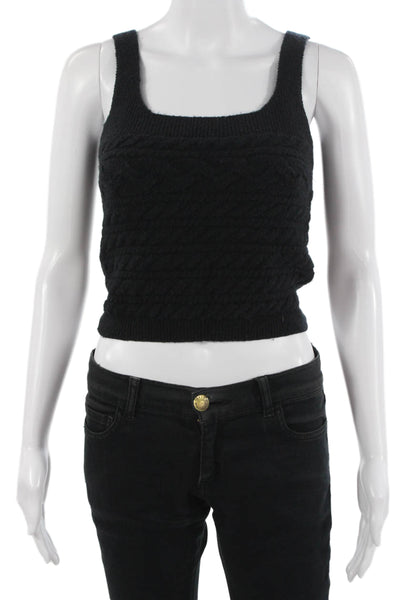 J Crew Women Black Cropped Camisole Square Neck Modal Size XS