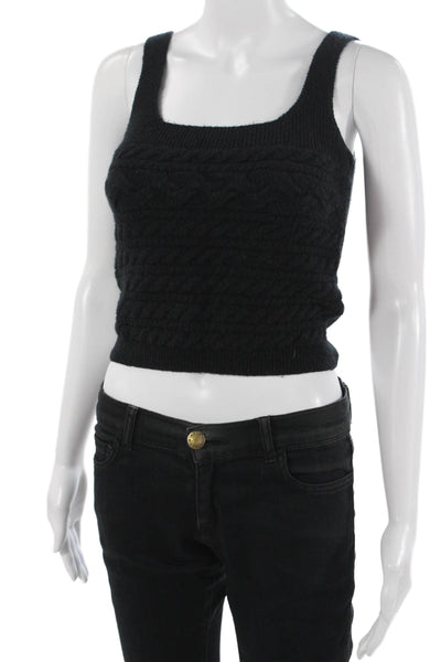 J Crew Women Black Cropped Camisole Square Neck Modal Size XS