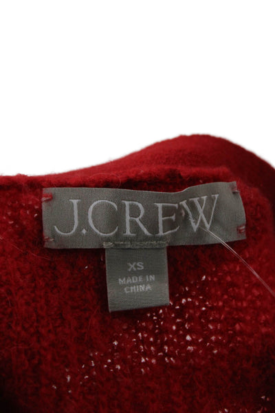 J Crew Unisex Red V-Neck Cardigan Merino Wool Alpaca Size XS