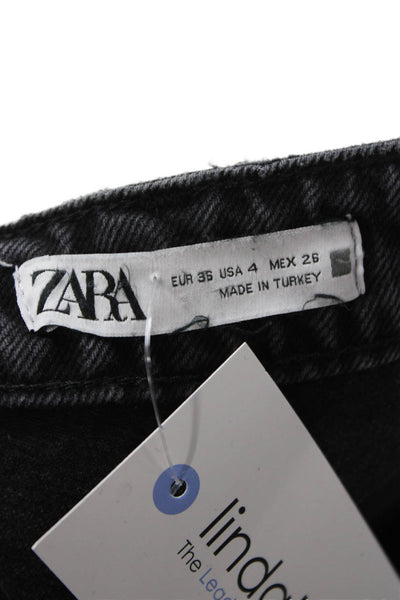 Zara Womens Cropped Straight Black Jeans Size 4