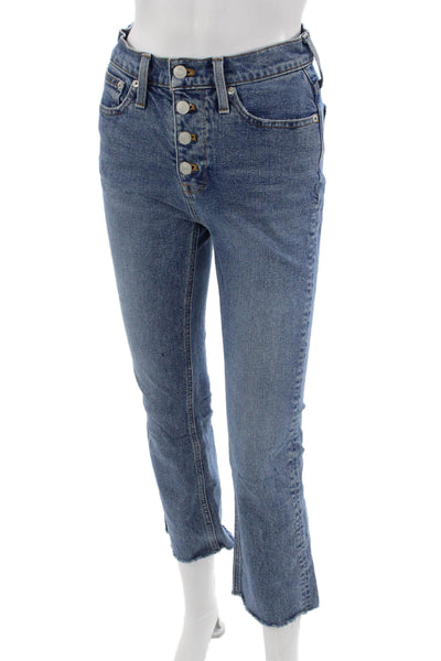 J Crew Womens Cropped Straight High Rise Blue Jeans Size 26