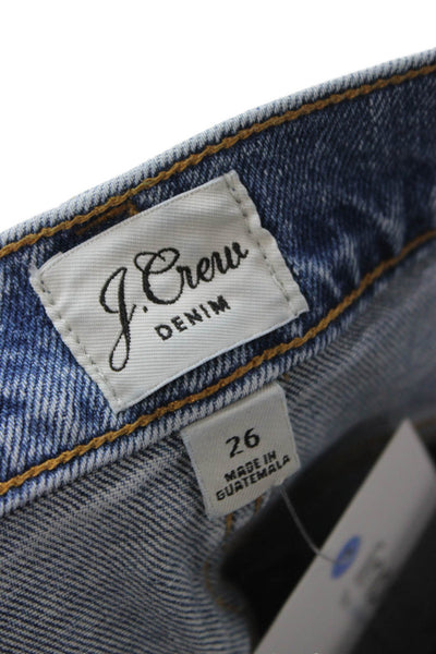 J Crew Womens Cropped Straight High Rise Blue Jeans Size 26