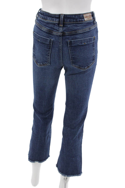 Zara Women Cropped Straight Jeans Dark Blue High Rise 90s Size 4