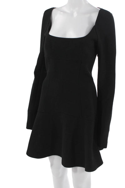 ALC Womens Fit & Flare Mini Dress Black Long Sleeve Square Neck Size 6