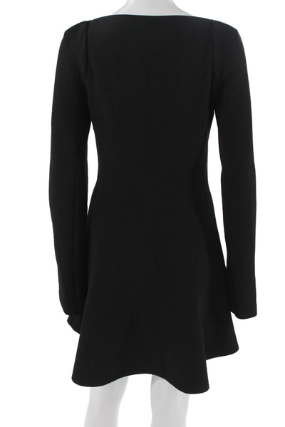 ALC Womens Fit & Flare Mini Dress Black Long Sleeve Square Neck Size 6
