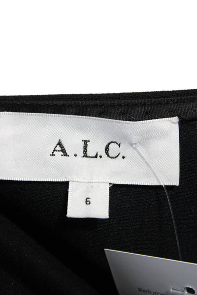 ALC Womens Fit & Flare Mini Dress Black Long Sleeve Square Neck Size 6