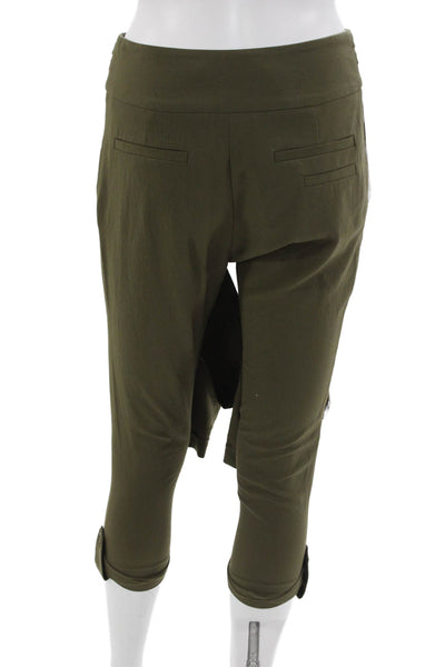 Alice + Olivia Women Cropped Harem Pants Green Polyester Inseam 22 Size 0