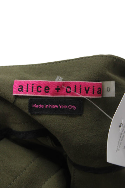 Alice + Olivia Women Cropped Harem Pants Green Polyester Inseam 22 Size 0