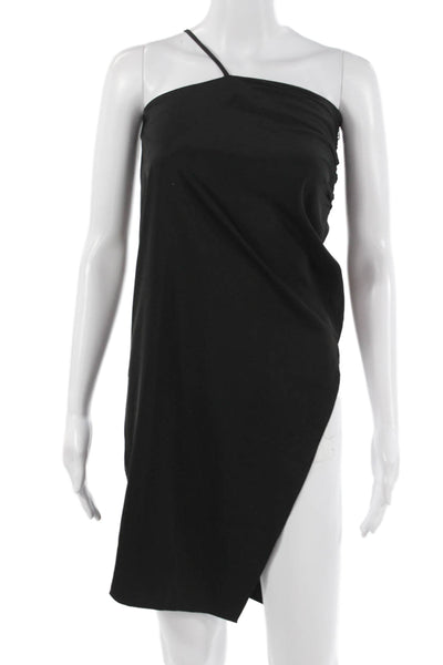Hours Women Slip Dress Black Sleeveless 90s Zip Short Size 2XS