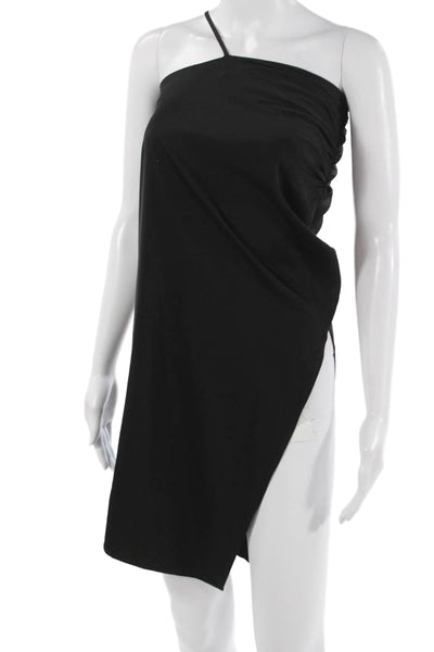 Hours Women Slip Dress Black Sleeveless 90s Zip Short Size 2XS
