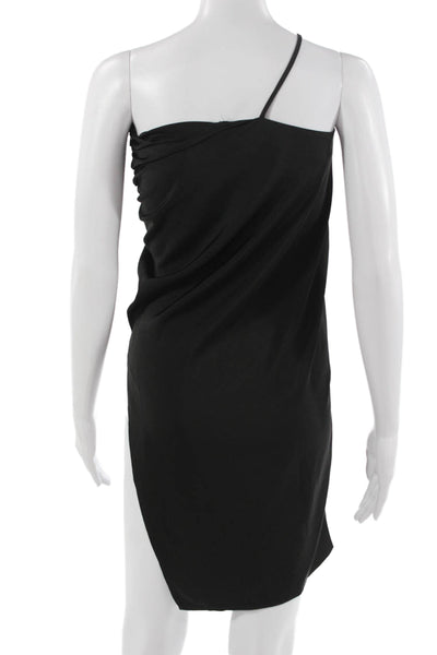Hours Women Slip Dress Black Sleeveless 90s Zip Short Size 2XS