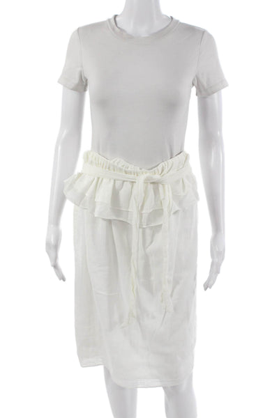 J Crew Women White Peasant Skirt Cotton Size S