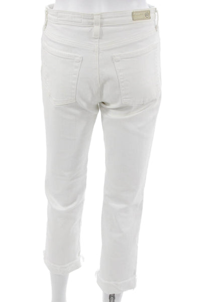 AG-ED Denim Women Boyfriend Cropped Jeans White Mid Rise 25 Inseam Size 27