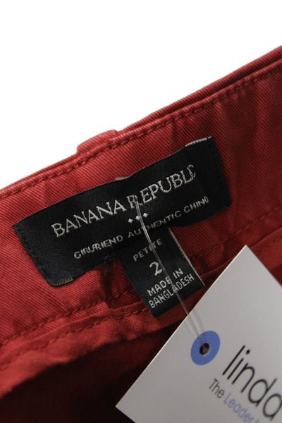 Banana Republic Women Cropped Chino Ankle Pants Red Petite Size 2