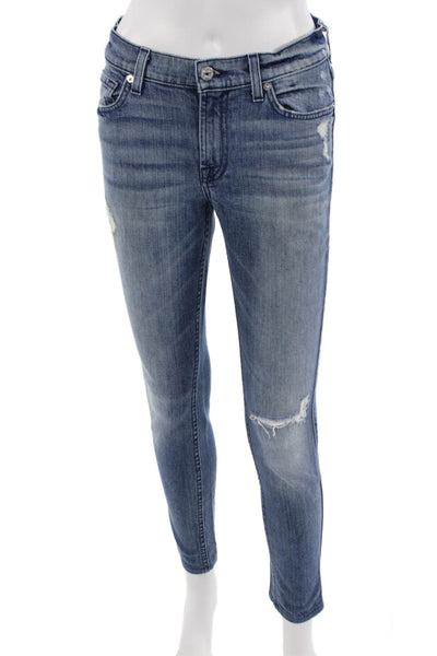 7 For All Mankind Women Skinny Ankle Jeans Blue Low Rise Size 26