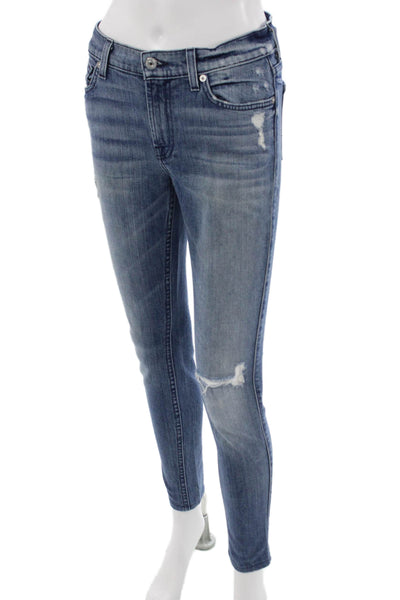 7 For All Mankind Women Skinny Ankle Jeans Blue Low Rise Size 26