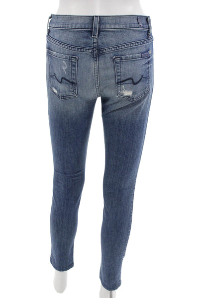 7 For All Mankind Women Skinny Ankle Jeans Blue Low Rise Size 26