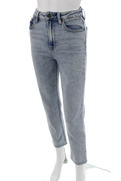 Hidden Womens Ankle Cropped High Rise Jeans Light Blue Button Size 25