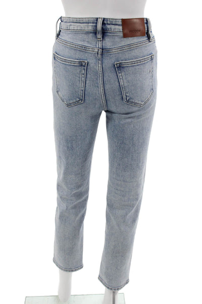 Hidden Womens Ankle Cropped High Rise Jeans Light Blue Button Size 25