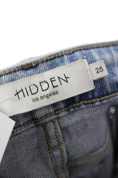 Hidden Womens Ankle Cropped High Rise Jeans Light Blue Button Size 25