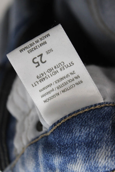 Hidden Womens Ankle Cropped High Rise Jeans Light Blue Button Size 25