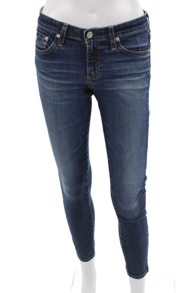 AG-ED Denim Womens Ankle Skinny Jeans Dark Blue Low Rise Size 27