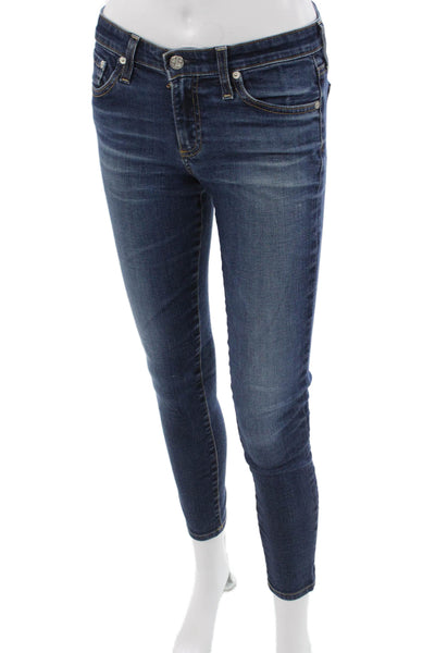 AG-ED Denim Womens Ankle Skinny Jeans Dark Blue Low Rise Size 27