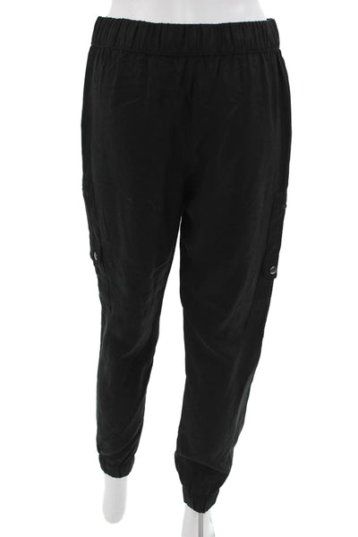 Banana Republic Unisex Cargo Jogger Pants Black Button Polyester Blend Size XS