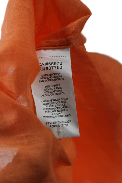 C&C California Womens Orange Tunic Button-Up 3/4 Sleeve Size S