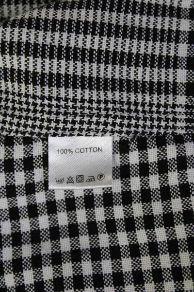 Designer Unisex Black Check Cotton Collared Button-Up Long Sleeve Size M