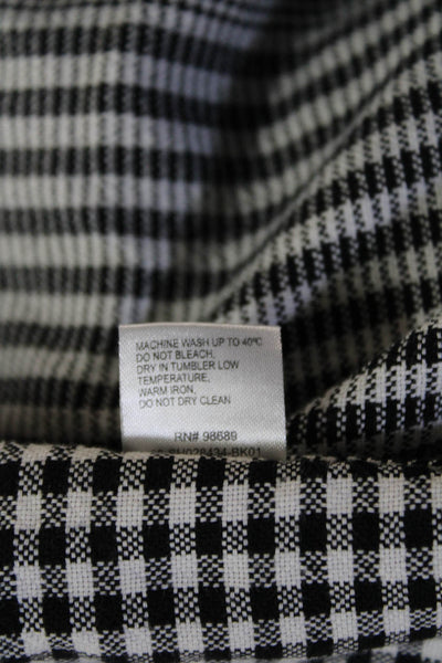 Designer Unisex Black Check Cotton Collared Button-Up Long Sleeve Size M