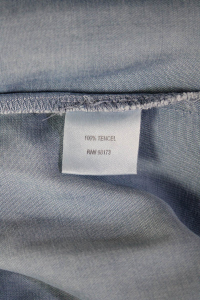 W by Worth Women Maxi Shirt Dress Light Blue Tencel Sleeveless Button Size 2