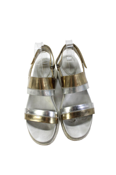 Cole Haan 2.0 Grand Womens Colorblock Ankle Strap Platform Sandals Gold Size 8.5