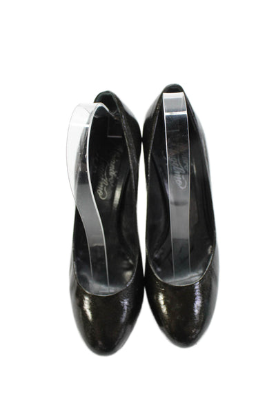 Alejandro Ingelmo Womens Leather Slip-On Platform High Heels Black Size 8.5
