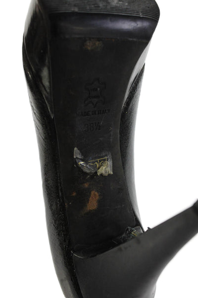 Alejandro Ingelmo Womens Leather Slip-On Platform High Heels Black Size 8.5