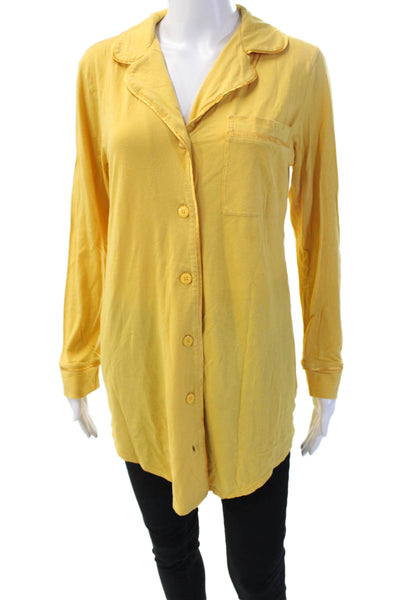 Cosabella Womens Yellow Petite Tunic Button-Up Long Sleeve Pima Modal Size S