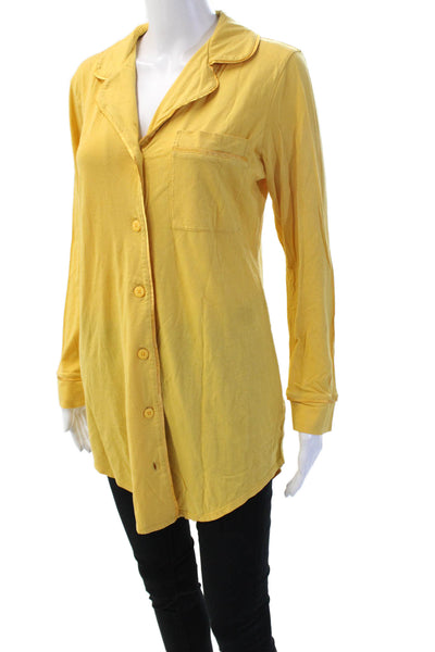 Cosabella Womens Yellow Petite Tunic Button-Up Long Sleeve Pima Modal Size S