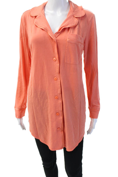 Cosabella Womens Button Up Tunic Long Sleeve Orange Size S