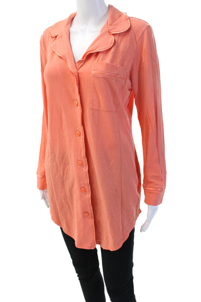 Cosabella Womens Button Up Tunic Long Sleeve Orange Size S