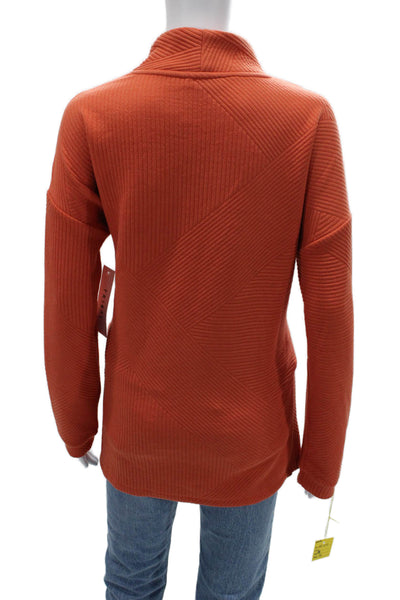 Tribal Unisex Orange Striped Mock Neck Pullover Sweater Long Sleeve Size M