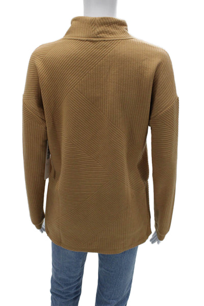 Tribal Unisex Tan Geometric Mock Neck Pullover Long Sleeve Size 2XL