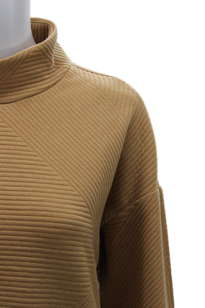 Tribal Unisex Pullover Sweaters Tan Mock Neck Geometric Long Sleeve Size L