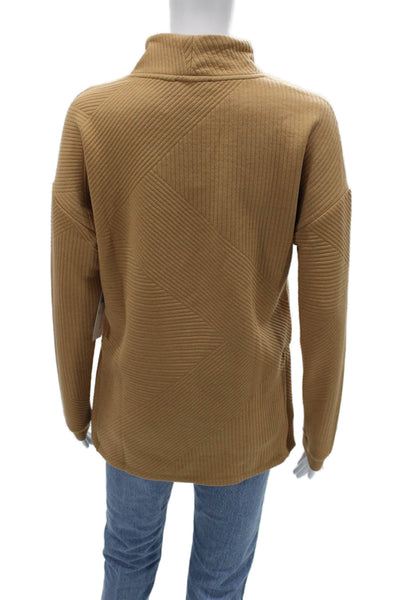 Tribal Unisex Pullover Sweaters Tan Mock Neck Geometric Long Sleeve Size L